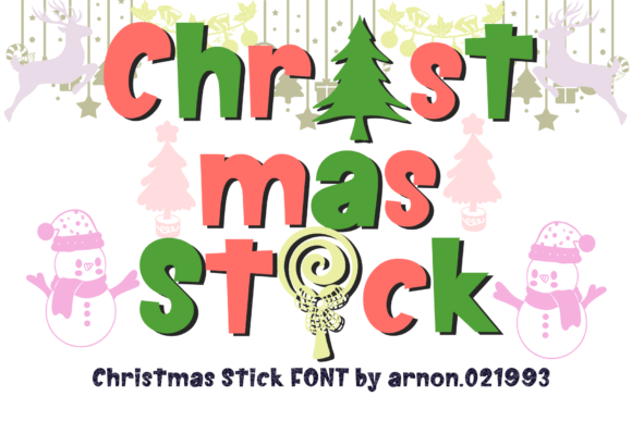Christmas Stick Font: Bold Display Type for Kids' Crafts